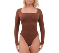 Super Eagle® Shapewear for Womens Ribbed Tummy Control Body Shaper Seamless Shaping Waist Trainer High Stretch Padded Vest Long Sleeves Leotard Top Swimsuit Bodysuits