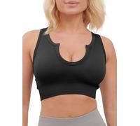 Super Eagle® Sports Bra for Women High Impact Supper Comfort Bra Removable Pads Sleep Bras for Girls Notch Neckline Yoga Bralette Stretch Yoga Gym Workout Fitness Black