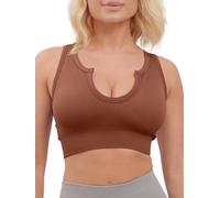 Super Eagle® Sports Bra for Women High Impact Supper Comfort Bra Removable Pads Sleep Bras for Girls Notch Neckline Yoga Bralette Stretch Yoga Gym Workout Fitness Brown