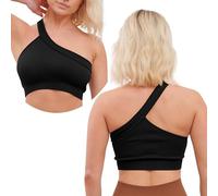 Super Eagle® Sports Bra for Women Removable Pads Sleep Bras for Girls One Shoulder Yoga Bralette High Impact Supper Comfort Bra Stretch Yoga Gym Workout Fitness Black