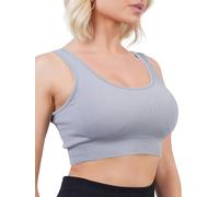 Super Eagle® Sports Bras for Women High Impact Bra Seamless Padded Bralettes Ladies Comfort Sport Wirefree Push up Bra Running Workout Gym Yoga Crop Top Light Grey