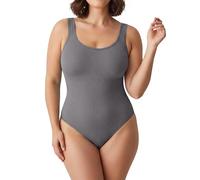 Super Eagle® Women Shapewear Bodysuit Ribbed Seamless Waist Trainer Vest Tummy Control Full Body Shaper Square Neck Leotard Tank Tops Padded Shaping Body Suit