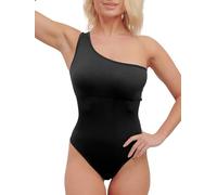 Super Eagle® Women's Ribbed One Shoulder Bodysuit Padded Leotard Shapewear Tank Tops Solid Bodysuit