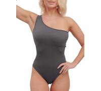 Super Eagle® Women's Ribbed One Shoulder Bodysuit Padded Leotard Shapewear Tank Tops Solid Bodysuit