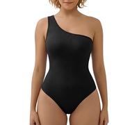 Super Eagle® Women's Ribbed One Shoulder Bodysuit Padded Leotard Shapewear Tank Tops Solid Bodysuit