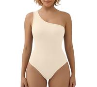 Super Eagle® Women's Ribbed One Shoulder Bodysuit Padded Leotard Shapewear Tank Tops Solid Bodysuit