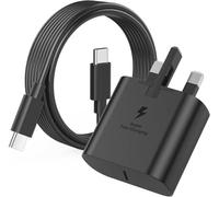 Super Fast Samung Charger 25W, Samsung USB C Fast Charging Plug and Cable USB C to C 1M For Samsung Galaxy S25Ultra,S25Plus,S25edge,USB Type C Plug UK Wall Charger (Black)