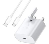 Super Fast Samung Charger 25W, Samsung USB C Fast Charging Plug and Cable USB C to C 1M for Samsung Galaxy s25 Ultra, s25Plus, s25Edge USB Type C Plug UK Wall Charger (White)
