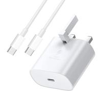 Super Fast Samung Charger 25W, Samsung USB C Fast Charging Plug and Cable USB C to C 1M for Samsung S24 S25 Ultra S22 S24fe S22 A53 A54 A15 A16 Z Flip/Fold 6,USB Type C Plug UK Wall Charger