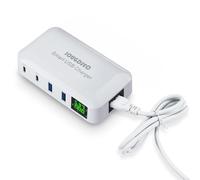 Super Fast USB Charger, 70W 12A 4-Port USB Charging Station 20W PD Charger and QC3.0 Multi Port USB C Charger Hub with LCD Display Compatible for iPhone iPad Samsung Huawei and More