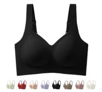 Super Firming Jelly Bra, 2025 New Comfortable Wireless Full Coverage Jelly Smoothing Supportive Wireless Push Up Bras 2.0 (Black,L)