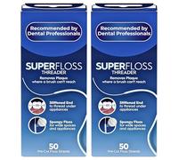 Super Floss Threaders for Braces, Bridges & Implants - 100 Pre-Cut Soft Interdental Dental Floss Strands - Easy Threading, Plaque Removal & Gum Care (2 Pack)