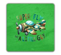 Super Fly for a Little Guy Plane Flying Pilot 2 Pack Coasters - 9cm x 9cm