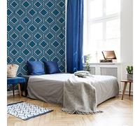 Super fresco Savile Row Geometric Midnight Blue Metallic Wallpaper