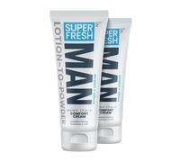 Super Fresh Ball Deodorant Powder Lotion Comfort Cream for Man Parts Groin Butt and Body Hygiene Controls Odor Stops Chafing and Itch Absorbs Sweat Aluminum Free Formula in 4 oz Twin Pack