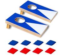 Super Fun, Portable Mini Desktop Cornhole Set of 2,Coated Wood Boards with 4 Red 4 Blue Bags,Wooden Desktop Cornhole Game Set for Travel, Tabletop Mini Bean Bag Toss Game for Kids and Adults