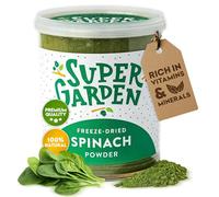 Super Garden Freeze Dried Spinach Powder - Natural Greens Rich in Vitamins & Minerals - Pure Vegan Powder for Smoothies, Baking & Cooking - No Additives or Preservatives - 40g
