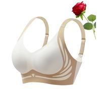 Super Gather Bra| Wireless Push-Up Bra, Comfortable Gather Bra, Womens Wireless Push Up Bra That Cover Side and Back Fat (Beige,M)