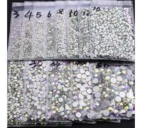 Super Glitter ss3-ss50 Crystal AB Flat Back Non HotFix Nail Art Rhinestone 3D Glass Nail Art Decorations Garment Rhinestone-AB SS34 288pcs