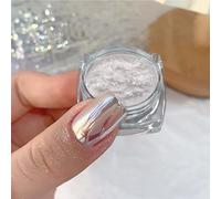 Super Glossy Mirror Effect Nail Powder - White Pearl Chrome Nail Powder, Magic White Moonlight Effect Iridescent Pigment Powder for Nails