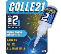 Super glue cyano Colle21 21g | Large format extra-format glue-Ultra-fast drying-Precise & multi-material collage-Fluid and long-term formula