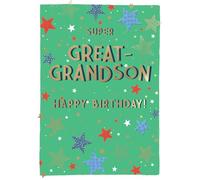Super Great-Grandson Happy Birthday! Sparkling Stars! Contemporary Birthday Card ELML066