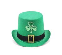 SUPER GREEN Irish Leprechaun Top Hat for St. Patrick’s Day, Costume Hat with Shamrock, One Size, for Parties, Parades, Halloween and Events