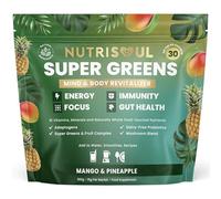 Super Greens Powder | 30 Sachets | Enhanced with 91 Nutrients | Vitamins A, B12, C, KSM-66 Ashwagandha & Lions Mane | Vegan, Gluten Free Detox Supplement | Mango & Pineapple | Natural Ingredients