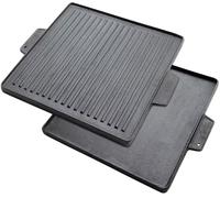 Super grills Cast Iron Griddle for BBQ Grill 37.5 x 37.5CM Heavy Duty Double-Sided Reversible Grill Griddle Combo stoves and All Standard-Size Stove Models, Grilling Steaks