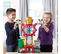 Super Hero Adventures Playskool Heroes Marvel Iron Man Headquarters Playset, Iron Man & Hulk 2.5" Action Figures, Vehicle, Toys for Kids Ages 3 & Up