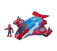 Super Hero Adventures Playskool Heroes Marvel Super Hero Adventures Spider-Man Jetquarters, 5-Inch Action Figure And Vehicle Set, Toy Jet, Collectible Toys For Kids Ages 3 And Up