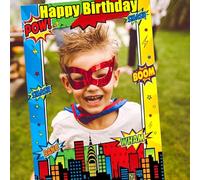 Super Hero Party Supplies Super Hero Birthday Party Photo Booth Props Frame for Baby Shower Birthday Decorations Supplies Room Wall Decor