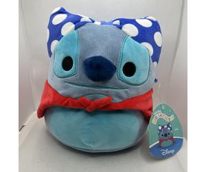 Super Hero Stitch Squishmallow Cape Ears Disney 8" Plush Soft Toy NEW UK Red