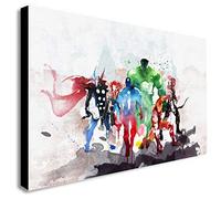 Super Heroes Watercolour - Canvas Wall Art Framed Print - Various Sizes (A2 24x16 inches)