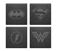 Super Heros Batman Superman Flash Wonder Slate Mat Engraved Set Of 4 Coasters (Superhero Mix)