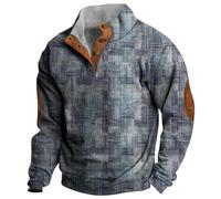 Super Hooded Sweatshirt Half Zip and High Neck, 3D Digital Print, Casual, Sporty, Men's Winter Fashion 2024 Brushed Jersey, A-grey, 3XL