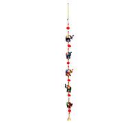 Super India Door Hanging Decorative Five Hand Painted Elephant Stringed Together with Beads and Brass Bell Set of 2 pcs