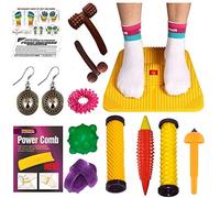 Super India Store AM02 Acupressure Mat Set with Pyramid Magnets for Pain Relief and Total Health + 2 Wooden Massagers + Electric Comb + 1 Pair Earrings (Yellow)