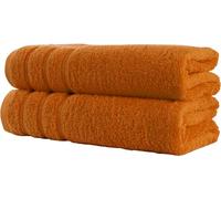 Super Jumbo Bath Towels (Size:100 x 200 cm) 100% Egyptian Cotton Extra Large Bath Sheet Towel Set (Orange, 2)