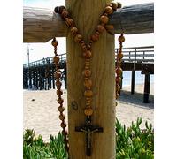 Super Jumbo Holy Mix Beads sanctified Rosary Natural Wood Chain Jesus Cross XL Large 42" Inches Wall rosario