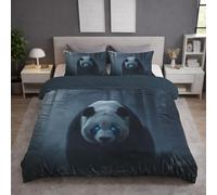 Super King (220 x 260),Black Luxury Bedding Sets Duvet Cover with Pillowcase Soft, Fluffy, Breathable, No Ball, Bedding for Kids and Adults - Fantasy Panda Forest Bizarre