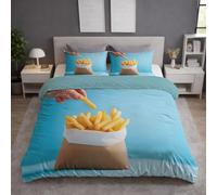 Super King (220 x 260),Light Blue Luxury Bedding Sets Duvet Cover with Pillowcase Soft, Fluffy, Breathable, No Ball, Bedding for Kids and Adults - Modern Food Chips Clean