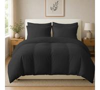 (Super King (220cm x 260cm), Black) 100% Organic Egyptian Cotton Duvet Cover Set