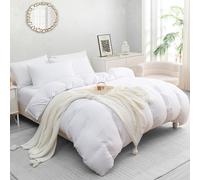 (Super King (220cm x 260cm), White) Luxury Prewashed Microfiber Duvet Cover Set with Zipper Closure