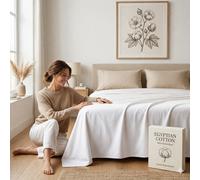 (Super King: 270 x 310 cm, White) 100% Egyptian Cotton Flat Sheets Soft Bed Sheet & Pillow Cases Pair