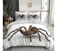 Super King 3D Personality Wolf Spider Duvet Cover Set Microfiber Bedding Set 3 Piece With 2 Pillowcases Simple Animals Duvet Cover Set With Zipper,Soft White Quilt Cover All Season For Child Aldult