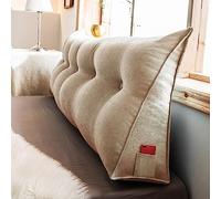 Super King Bed Wedge Pillow Large Reading & Backrest Support Cushion with Removable Cover Ideal for Bay Window & 200x50x20cm Beige Sofa Pillows