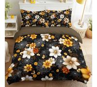 Super King Bedding Sets 4 Piece - Romantic, Gothic Bedding Set, Floral, Spider Web Fitted Sheet and Pillow cases Soft Microfiber Duvet Cover for Boys & Girls