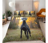 Super King Black Great Dane Bedding Set Ultra-Soft Microfiber Duvet Cover Set 3Pcs - 260x220cm + 2 Pillowcases 50x75cm - Cute Dog 3D Printed Design with Zip Closure & Corner Ties