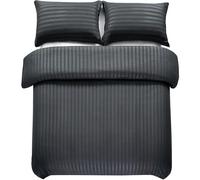 (Super King) Black Stripe Duvet Cover Luxury Egyptian Bedding Set